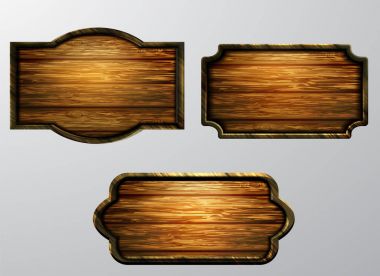 Ahşap işaretler, vektör Icon set