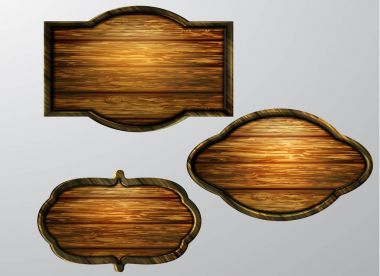 Ahşap işaretler, vektör Icon set