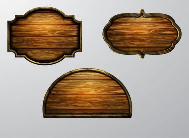 Ahşap işaretler, vektör Icon set