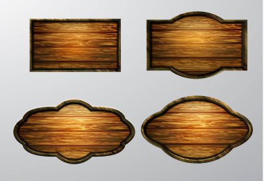 Ahşap işaretler, vektör Icon set