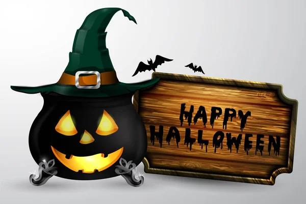 Dibujos animados Halloween brujas caldero — Archivo Imágenes Vectoriales