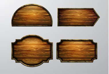 Ahşap işaretler, vektör Icon set