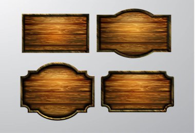 Ahşap işaretler, vektör Icon set