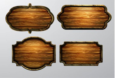 Ahşap işaretler, vektör Icon set