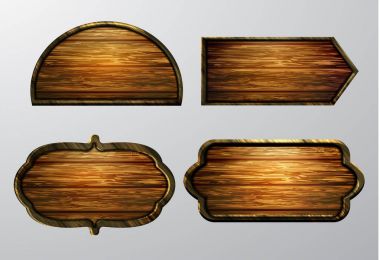 Ahşap işaretler, vektör Icon set