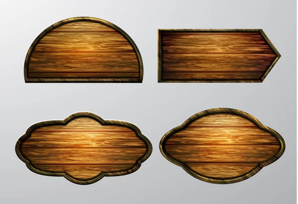 Panneaux en bois, ensemble d'icônes vectorielles — Image vectorielle