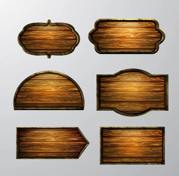 Panneaux en bois, ensemble d'icônes vectorielles — Image vectorielle