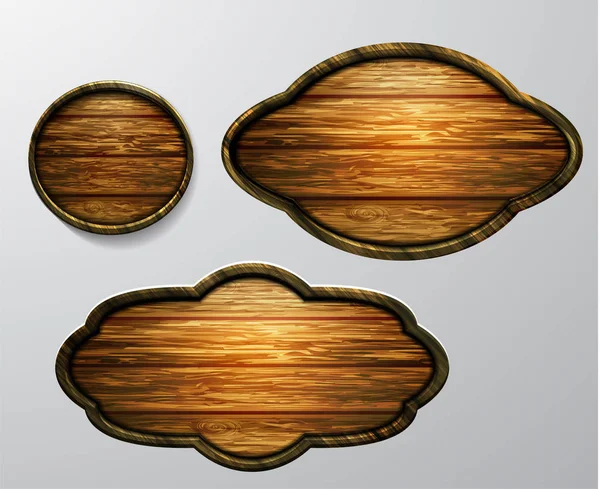 Segni di legno, set di icone vettoriali — Vettoriale Stock