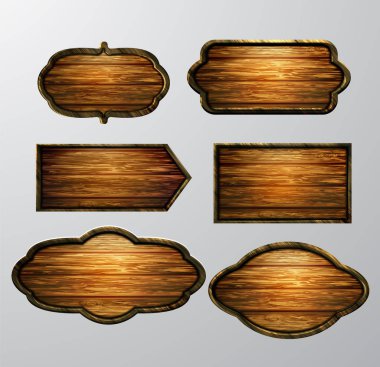 Ahşap işaretler, vektör Icon set