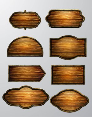 Ahşap işaretler, vektör Icon set