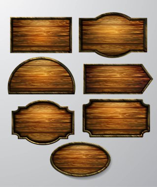 Ahşap işaretler, vektör Icon set