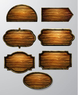 Ahşap işaretler, vektör Icon set