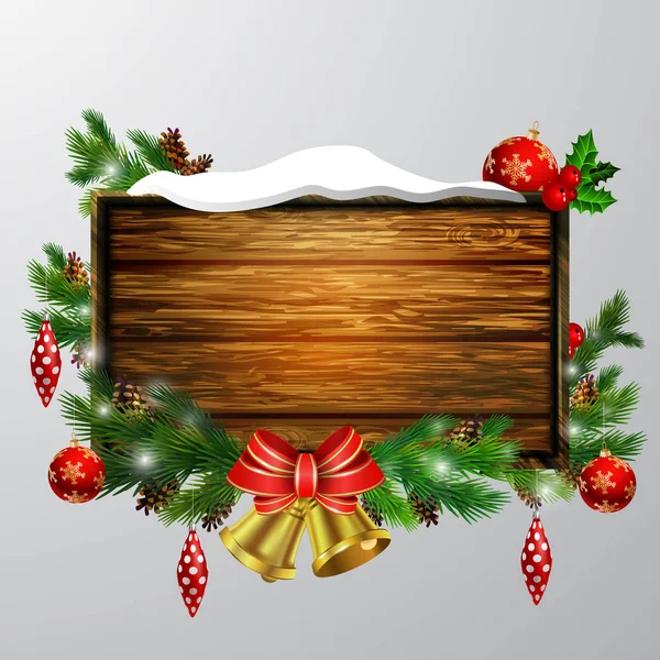Vector wooden christmas board — Stock Vector