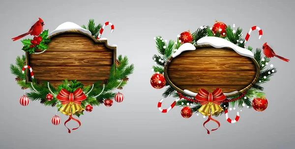 Vektor Holz Weihnachtsplatte — Stockvektor