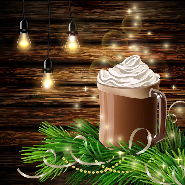 Navidad Año Nuevo diseño con chocolate caliente — Archivo Imágenes Vectoriales