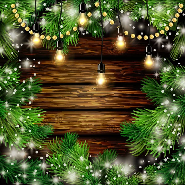 Natale Capodanno design sfondo in legno — Vettoriale Stock