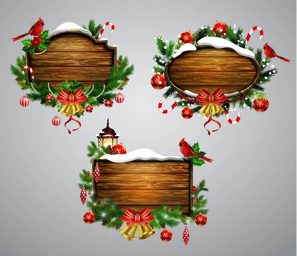 Διάνυσμα ξύλινο πίνακα Χριστουγέννων — Διανυσματικό Αρχείο