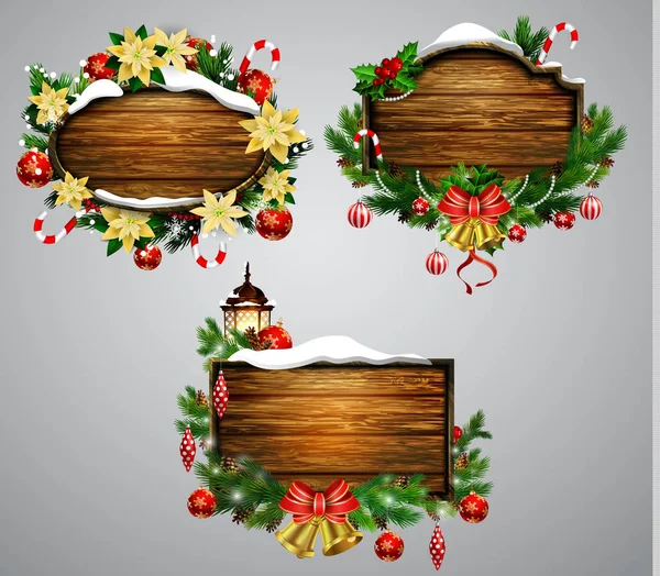 Vector wooden christmas board — Stock Vector