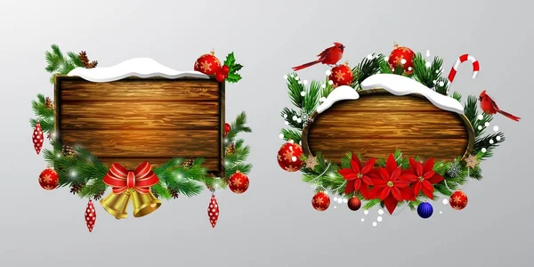 Vektor Holz Weihnachtsplatte — Stockvektor