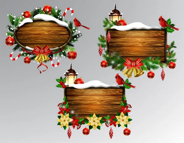 Panneau de Noël en bois vectoriel — Image vectorielle