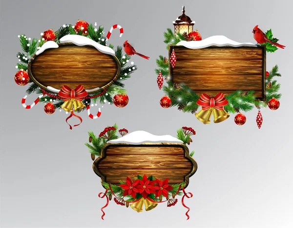 Vector tablero de Navidad de madera — Vector de stock