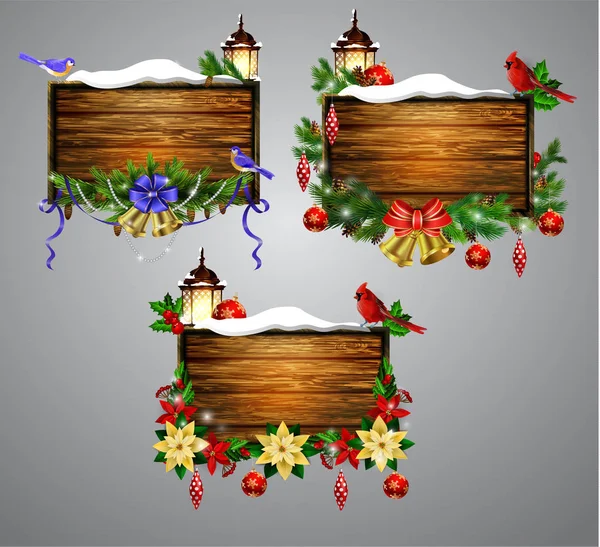 Panneau de Noël en bois vectoriel — Image vectorielle