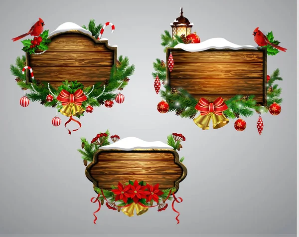 Vektorová dřevěná vánoční deska — Stockový vektor