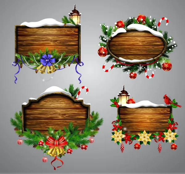 Vector houten kerstbord — Stockvector