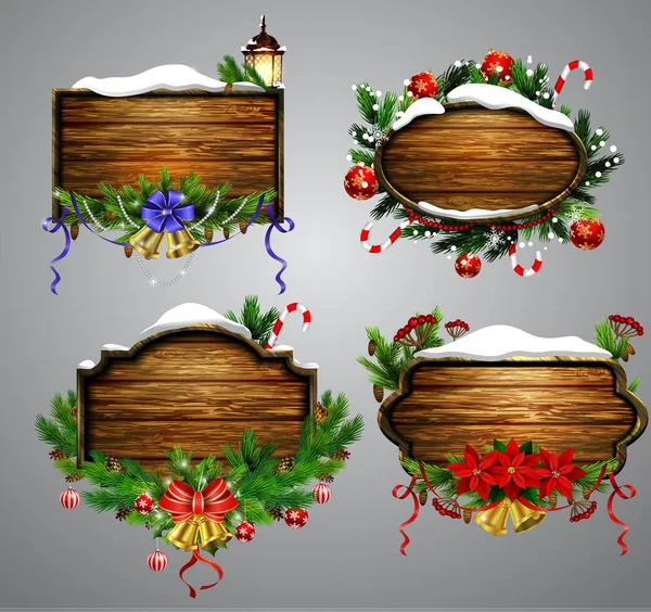 Panneau de Noël en bois vectoriel — Image vectorielle