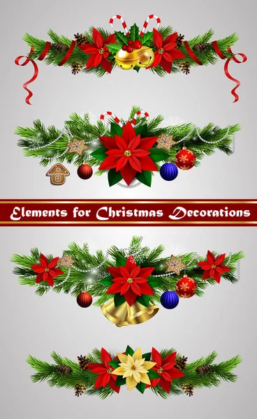 Elementos navideños para tus diseños — Vector de stock