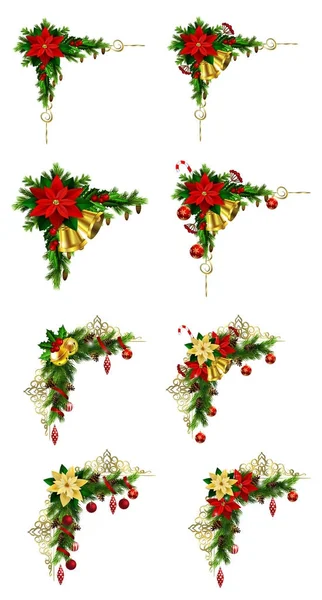 Набор рождественских угловых украшений — стоковый вектор