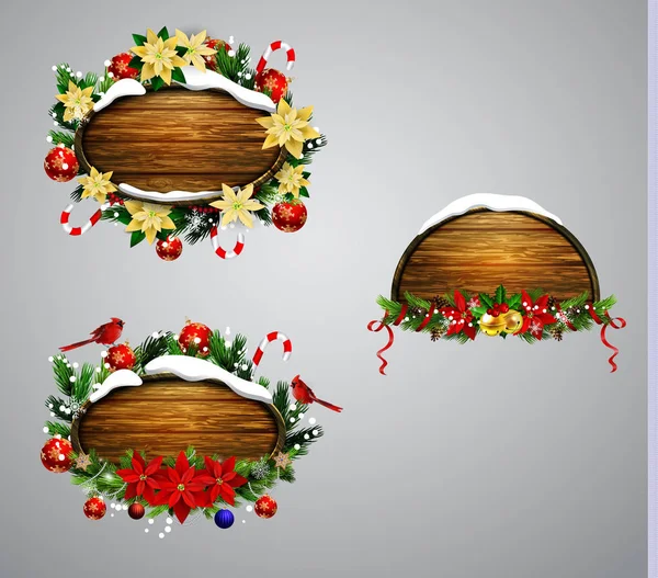 Vektor Holz Weihnachtsplatte — Stockvektor