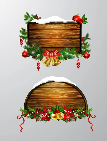 Vetor placa de Natal de madeira — Vetor de Stock