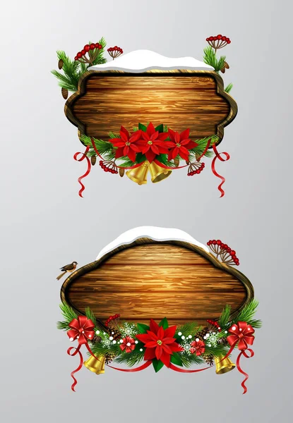 Vetor placa de Natal de madeira — Vetor de Stock