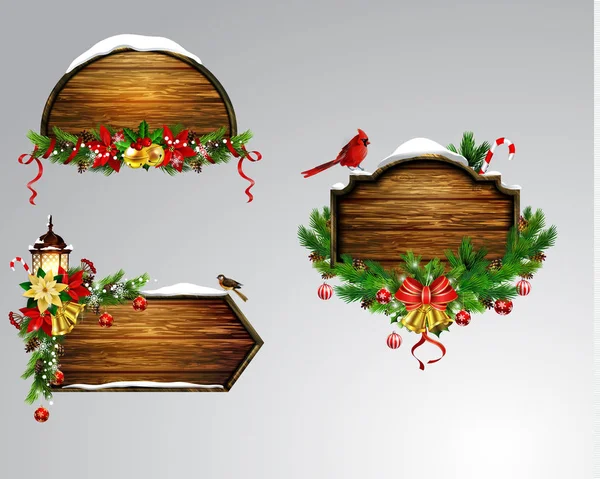 Tabellone di Natale in legno vettore — Vettoriale Stock