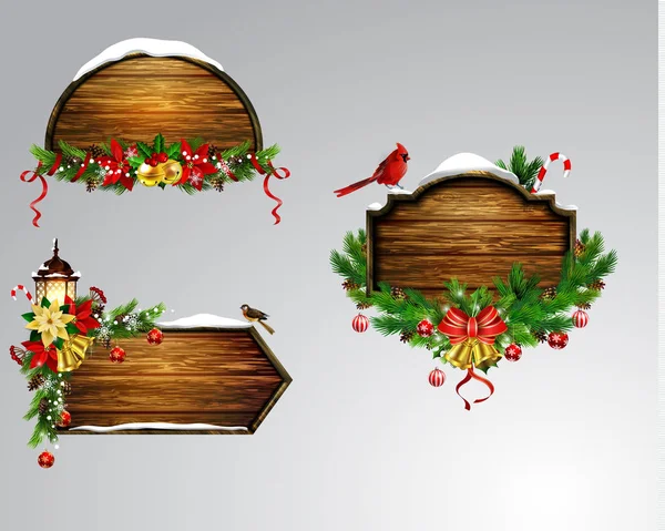 Vector wooden christmas board — Stock Vector