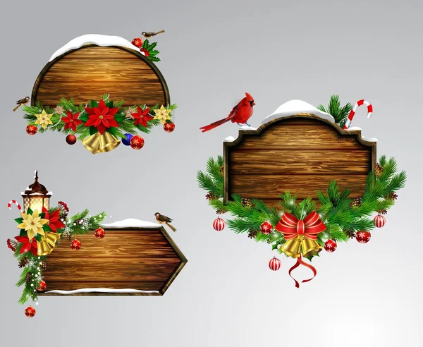 Wektor drewniana deska świąteczna — Wektor stockowy