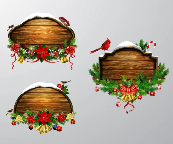 Vektor Holz Weihnachtsplatte — Stockvektor