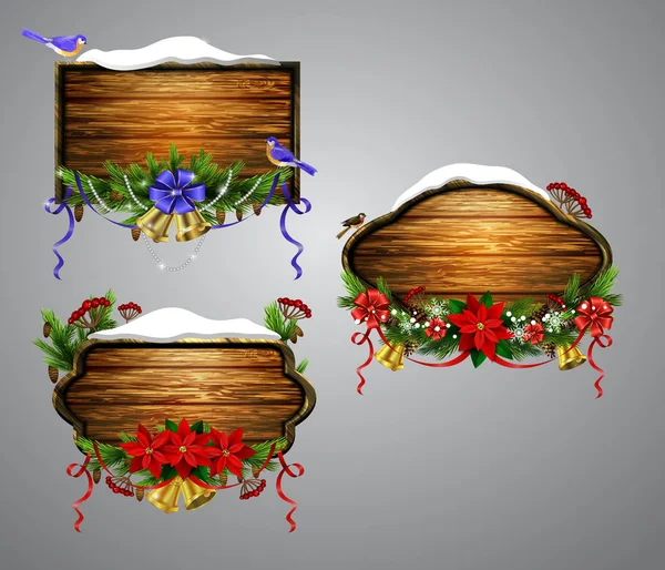 Vector tablero de Navidad de madera — Vector de stock