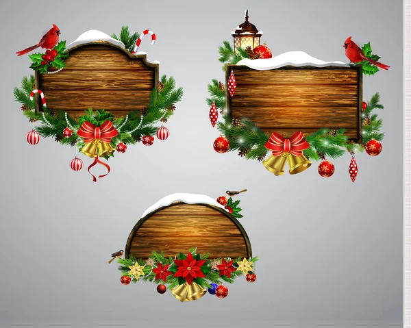 Vektor Holz Weihnachtsplatte — Stockvektor