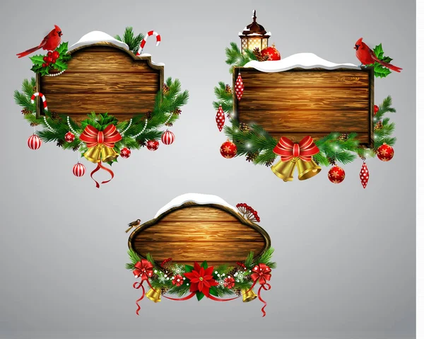 Vector tablero de Navidad de madera — Vector de stock