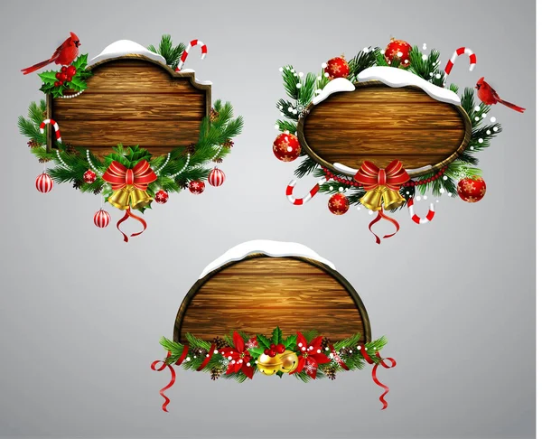 Vektor Holz Weihnachtsplatte — Stockvektor