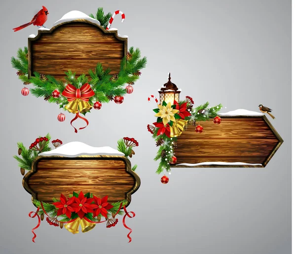 Vector tablero de Navidad de madera — Vector de stock