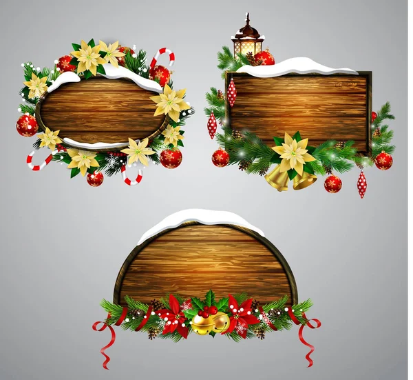 Panneau de Noël en bois vectoriel — Image vectorielle