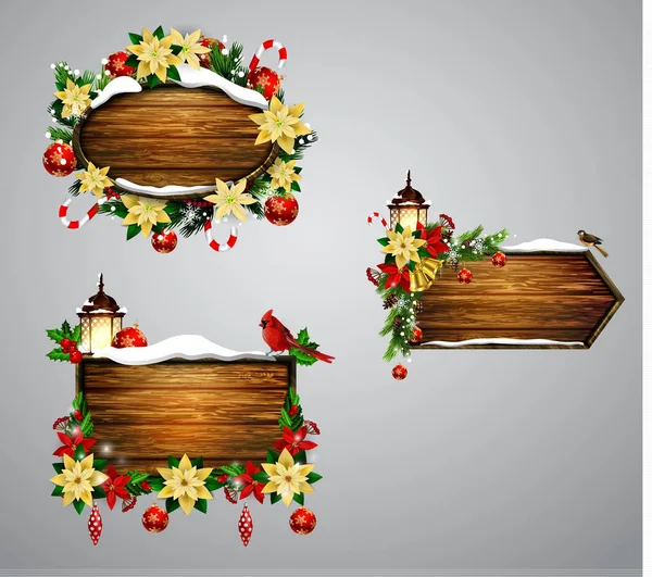 Векторная деревянная рождественская доска — стоковый вектор