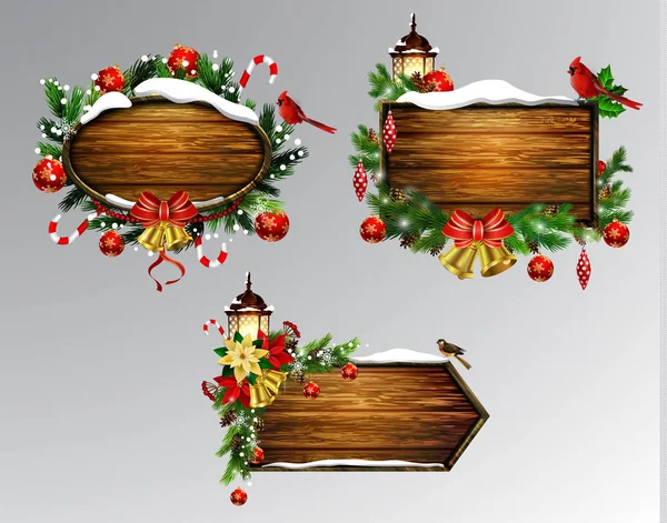 Panneau de Noël en bois vectoriel — Image vectorielle