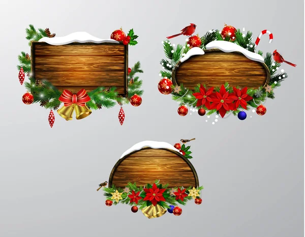 Vector wooden christmas board — Stock Vector