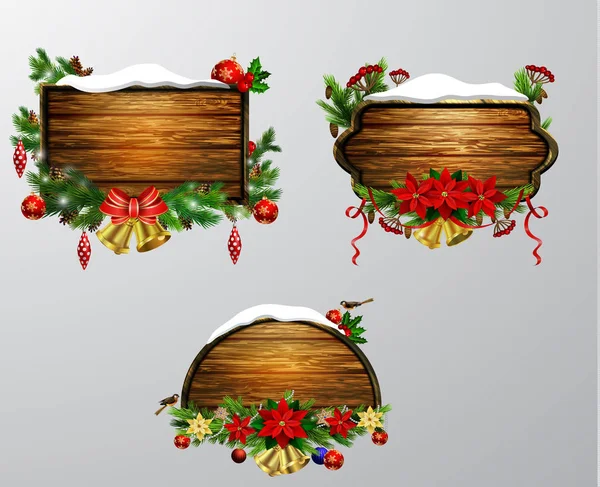 Tabellone di Natale in legno vettore — Vettoriale Stock