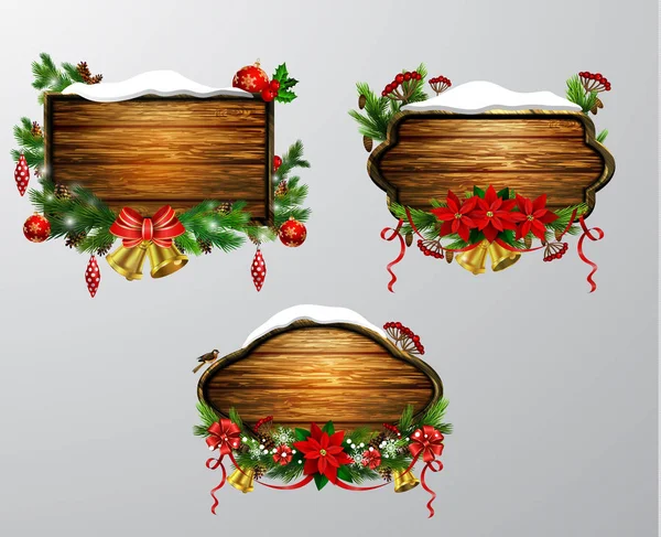 Vector tablero de Navidad de madera — Vector de stock