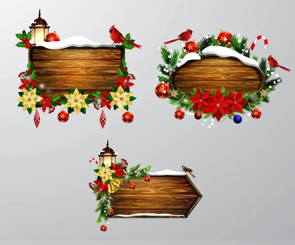 Panneau de Noël en bois vectoriel — Image vectorielle